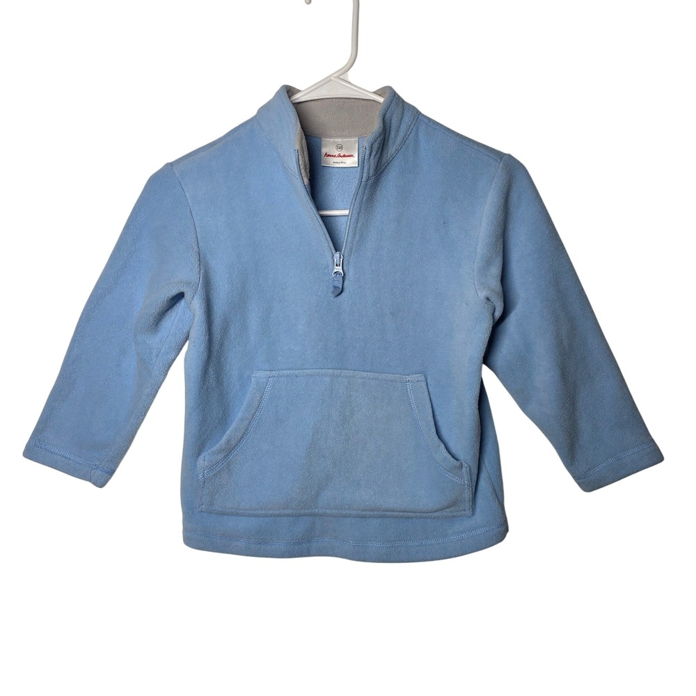 Hanna Andersson Kids Light Blue Quarter Zip Fleece Pullover Sweater Size 110 5